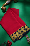 Pure Crepe Mysore Silk Gandaberunda Saree – 120 GSM