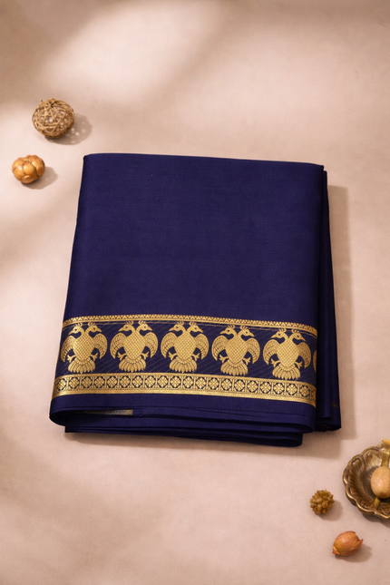 Pure Mysore Crepe Silk Gandaberunda border Saree -120Gsm