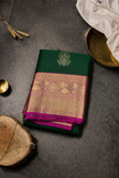 Pure Kanchipuram 1 Gram Gold Zari Saree - DARK GREEN
