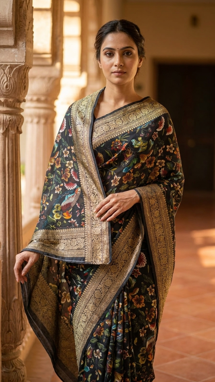 Crepe Silk Digital Printed Saree