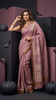 Pure Linen Saree with Elegant Stitch Work